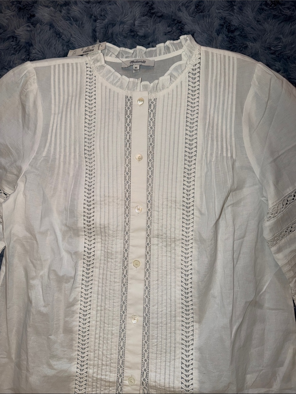 Madewell White Eyelet Button-Front Blouse - Picture 6 of 9